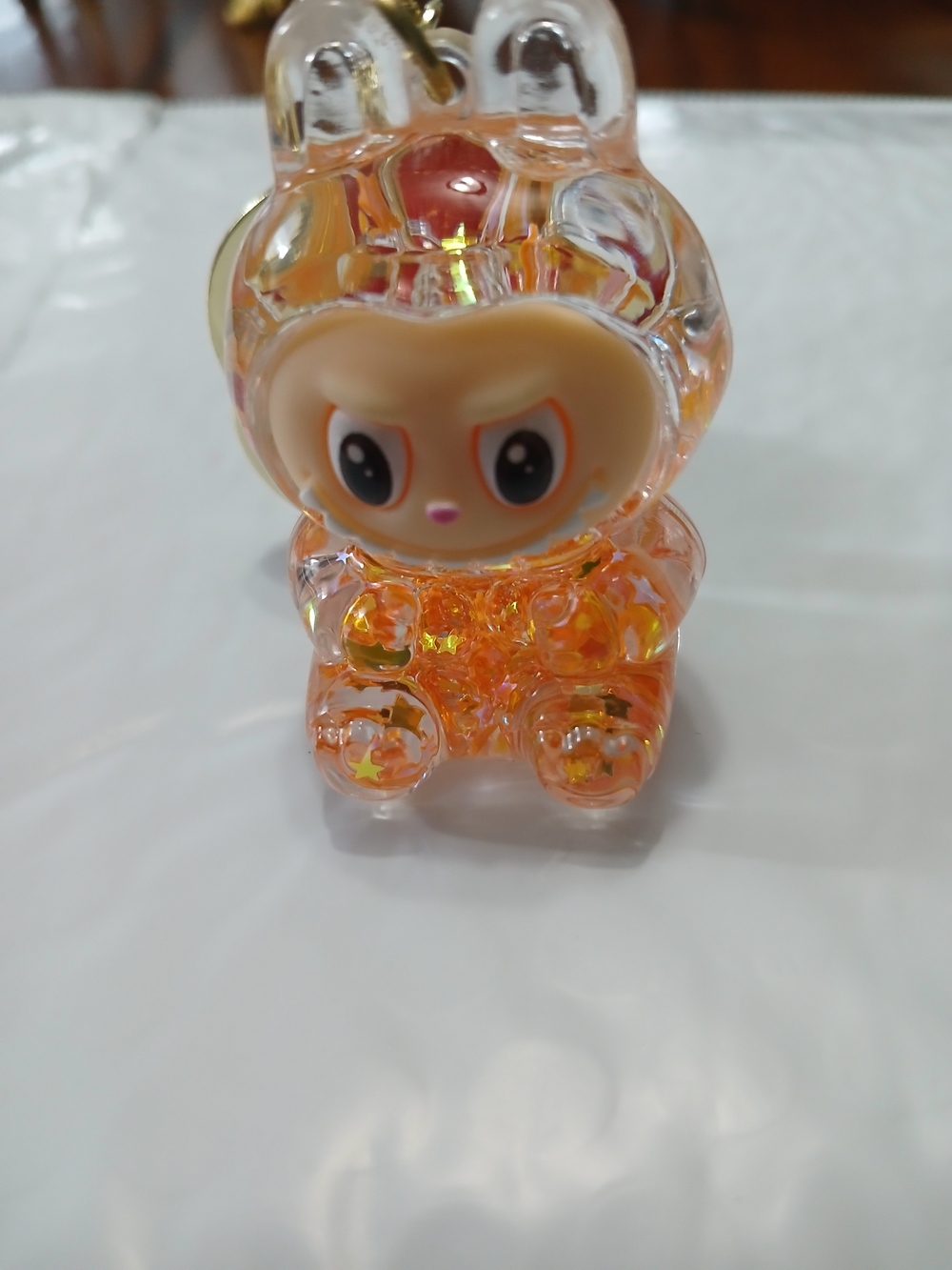 Cute Orange Clear Bunny Figurine Keychain for Kids